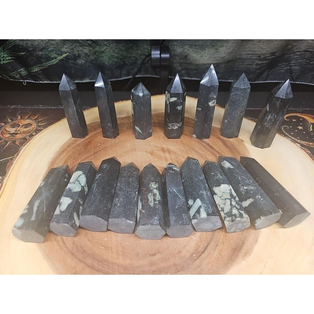 4Pcs Natural Plum Blossom Jasper Crystal Point Tower Polished Healing
